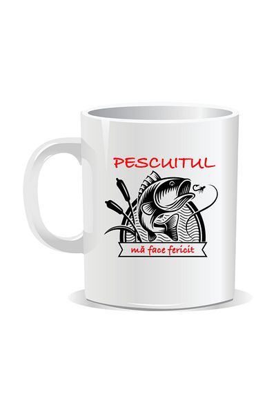 OEM Personalized mug with message for fishermen, Fishing makes me happy - White interior