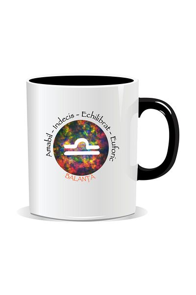 OEM Personalized mug with zodiac, Cosmos colored with Libra - Black interior