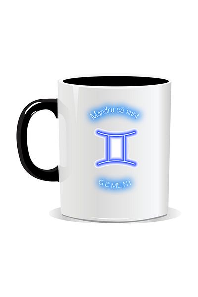 OEM Personalized zodiac mug, Neon with Gemini - Black interior