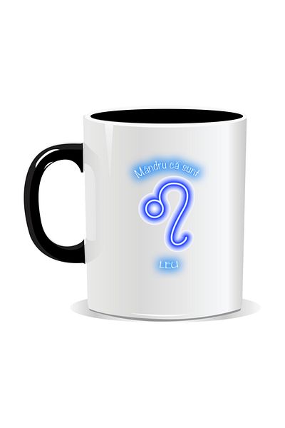 OEM Personalized zodiac mug, Neon with Leo - Black interior