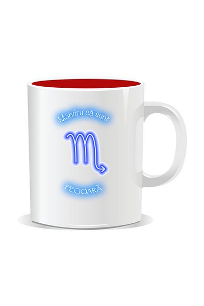 OEM Personalized zodiac mug, Neon with Virgo - Red interior