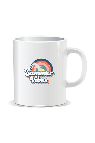 OEM Personalized mug with summer messages, Summer Vibes 5 - White interior