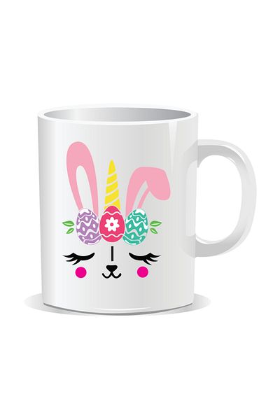 OEM Personalized Easter Mug, Bunny Mask - White Interior