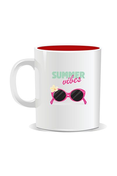 OEM Personalized mug with summer messages, Summer Vibes 6 - Red interior