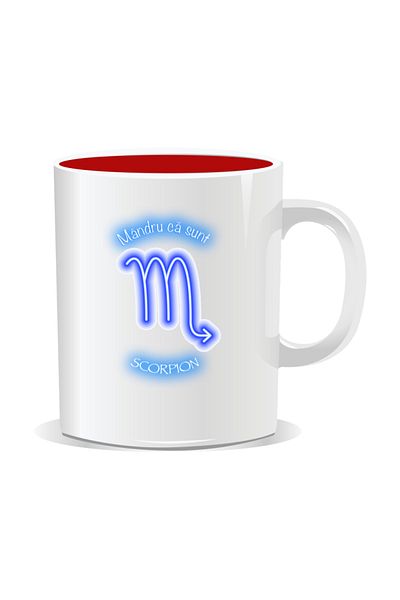 OEM Personalized zodiac mug, Neon with Scorpio - Red interior