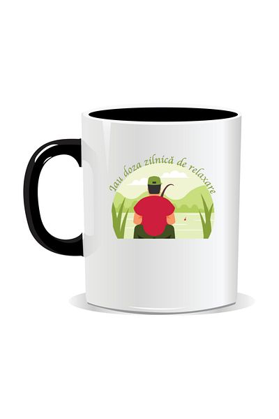 OEM Personalized mug with message for fishermen, I'm taking my daily dose of relaxation - Black interior