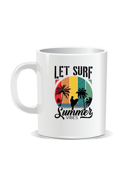 OEM Personalized mug with summer messages, Summer Vibes 4 - White interior