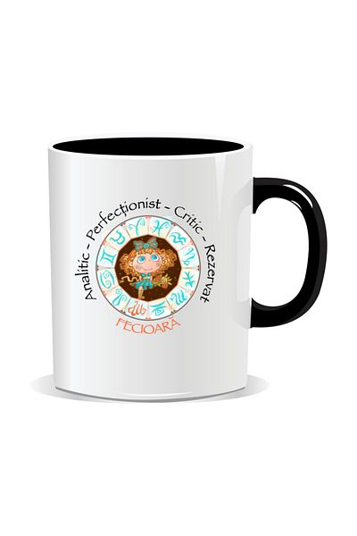 OEM Personalized mug with zodiac, Full horoscope with Virgo - Black interior