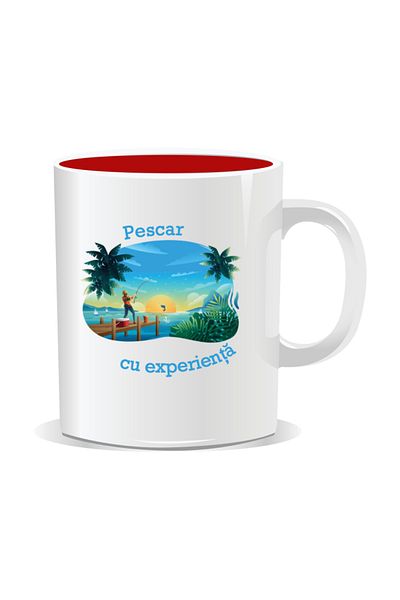 OEM Personalized mug with message for fishermen, Experienced fisherman - Red interior