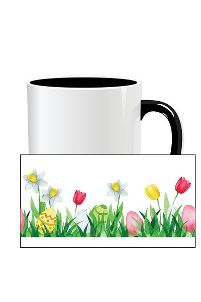 OEM Personalized Easter mug, Easter Flowers - Black interior