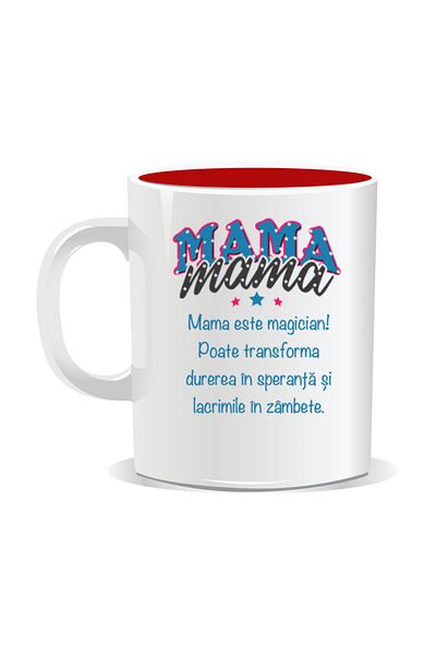 OEM Personalized mug with March 8th messages for mothers, Mom is a magician - Red interior