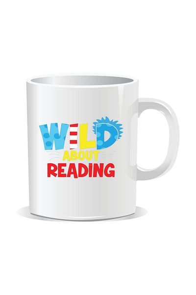 OEM Personalized mug with messages for nerds, Wild about reading - White interior