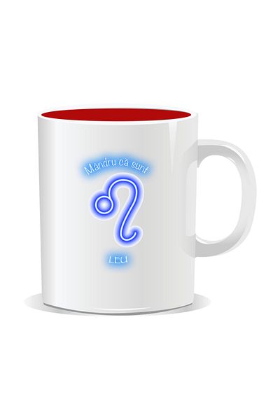 OEM Personalized zodiac mug, Neon with Leo - Red interior