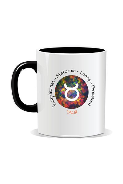 OEM Personalized mug with zodiac, Cosmos colored with Taurus - Black interior