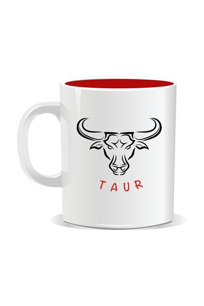 OEM Personalized mug with zodiac sign, Taurus - Red interior