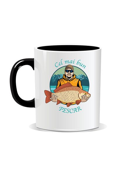 OEM Personalized mug with message for fishermen, Best fisherman - Black interior
