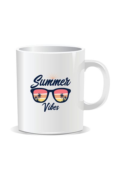 OEM Personalized mug with summer messages, Summer Vibes 7 - White interior