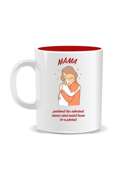 OEM Personalized mug with March 8 messages for mothers, Your true friend - Red interior