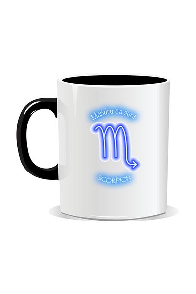 OEM Personalized zodiac mug, Neon with Scorpio - Black interior