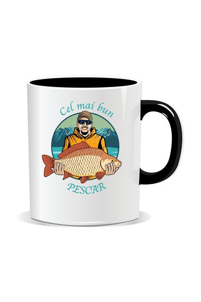 OEM Personalized mug with message for fishermen, Best fisherman - Black interior
