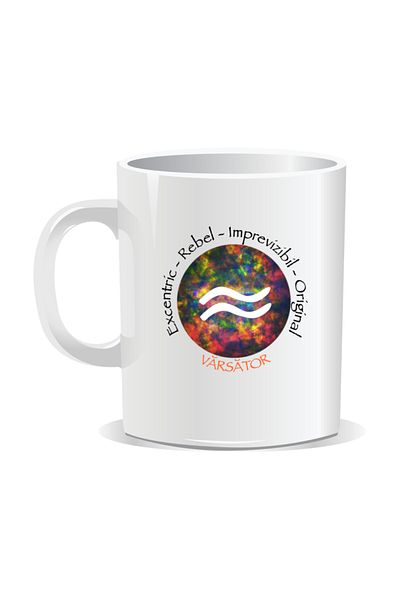 OEM Personalized mug with zodiac, Cosmos colored with Aquarius - White interior