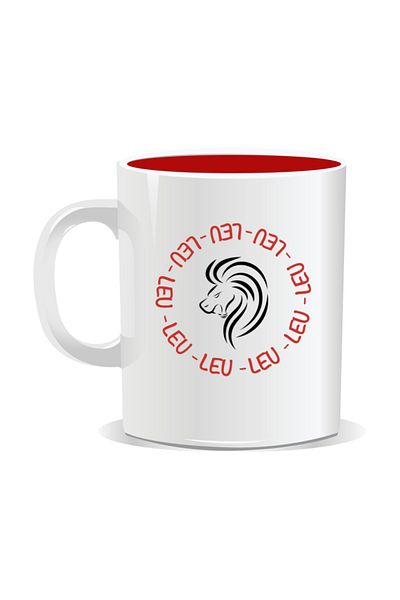 OEM Personalized mug with zodiac, Circle of Lions - Red interior