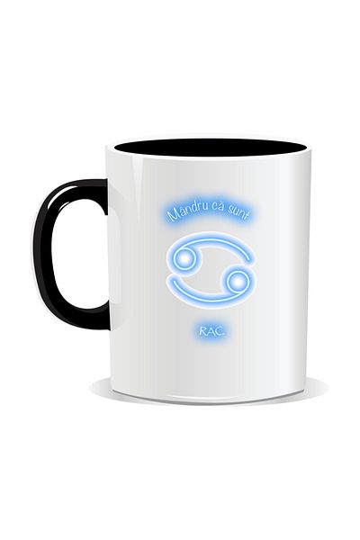 OEM Personalized zodiac mug, Neon with Cancer - Black interior