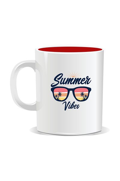 OEM Personalized mug with summer messages, Summer Vibes 7 - Red interior
