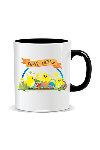 OEM Personalized Easter mug, Happy Easter with chicken - Black interior