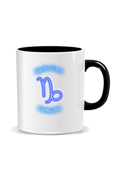 OEM Personalized zodiac mug, Neon with Capricorn - Black interior