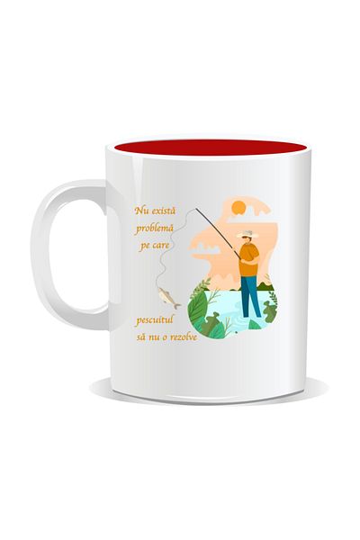 OEM Personalized mug with message for fishermen, No problem - Red interior