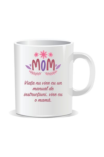 OEM Personalized mug with March 8 messages for mothers, Life doesn't come with a manual - White interior