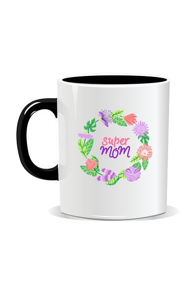 OEM Personalized mug with March 8 messages for mothers, Super Mom - Black interior