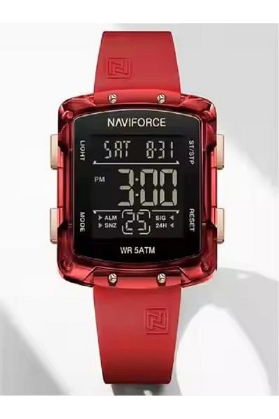 Naviforce Fashion Casual Lady's Square Digital Air Rubber Strap Waterproof Elegant Sport Women Wristwatch