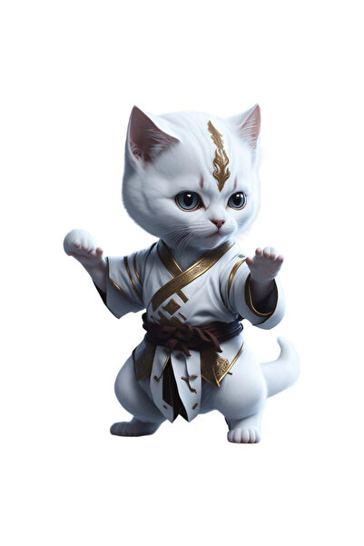 INOVATIX Σετ 8 τεμαχίων, Αυτοκόλλητο με Γάτα Σαμουράι, INOVATIX®. 6 εκ.