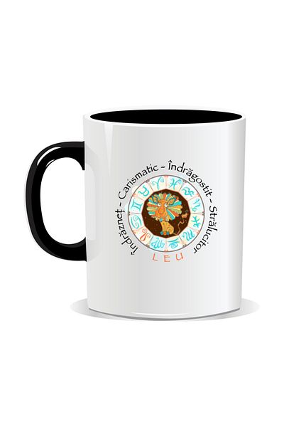 OEM Personalized mug with zodiac, complete horoscope with Leo - Black interior