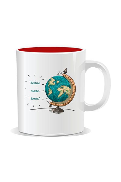 OEM Personalized mug with messages for nerds, Nerds rule the world - Red interior
