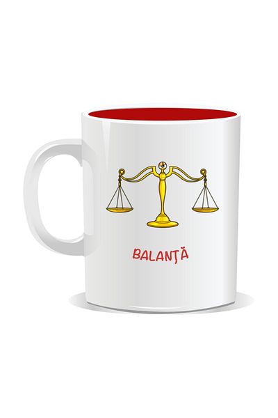 OEM Personalized mug with zodiac sign, Libra - Red interior