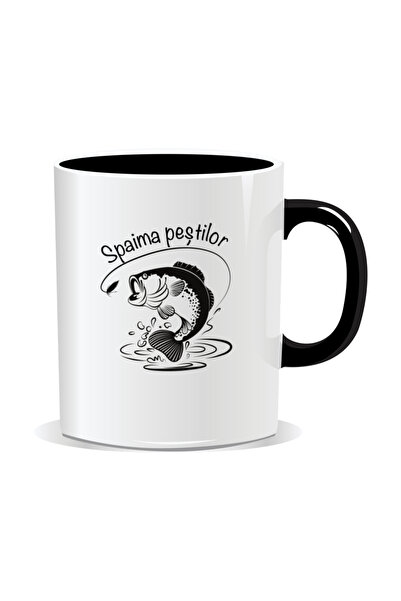 OEM Cana personalizata cu mesaj pentru pescari, Spaima pestilor - Interior negru