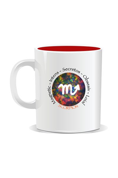 OEM Personalized mug with zodiac, Cosmos colored with Scorpions - Red interior
