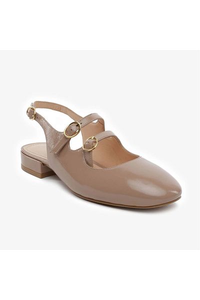 Greyder 59267 Mink Wrinkled Patent Leather Genuine Leather Women's Ballerinas