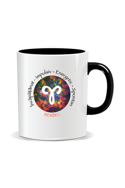 OEM Personalized mug with zodiac, Cosmos colored with Aries - Black interior