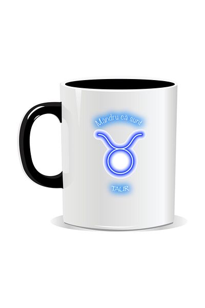 OEM Personalized zodiac mug, Neon with Taurus - Black interior