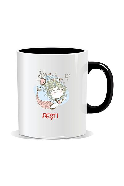 OEM Personalized mug with zodiac sign, Pisces zodiac symbol - Black interior