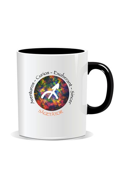 OEM Personalized mug with zodiac, Cosmos colored with Sagittarius - Black interior