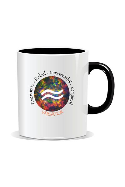 OEM Personalized mug with zodiac, Cosmos colored with Aquarius - Black interior
