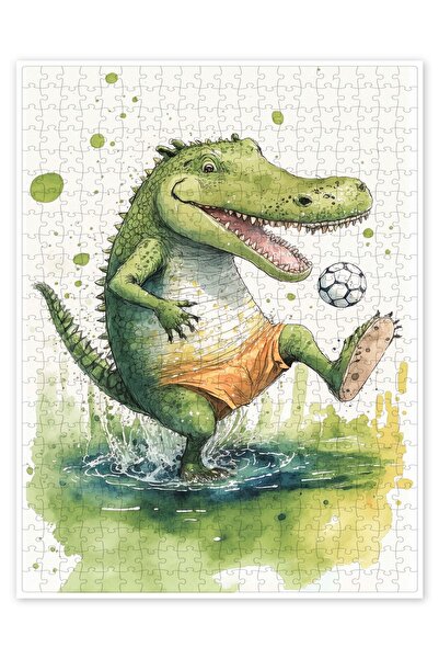 Jeronkarji Sevimli Futbolcu Timsah 500 Parça Puzzle Yapboz Çocuklar için Neşe...