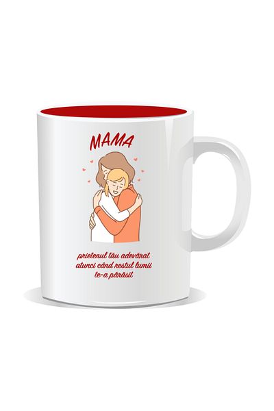 OEM Personalized mug with March 8 messages for mothers, Your true friend - Red interior