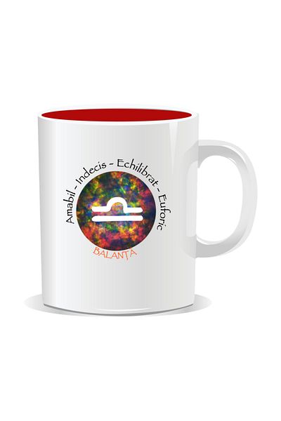 OEM Personalized mug with zodiac, Cosmos colored with Libra - Red interior