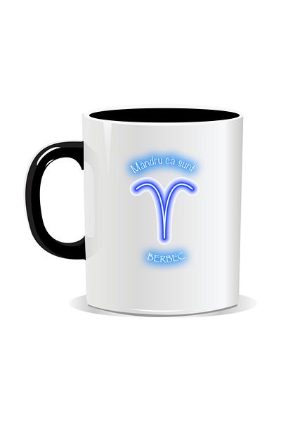 OEM Personalized zodiac mug, Neon with Aries - Black interior